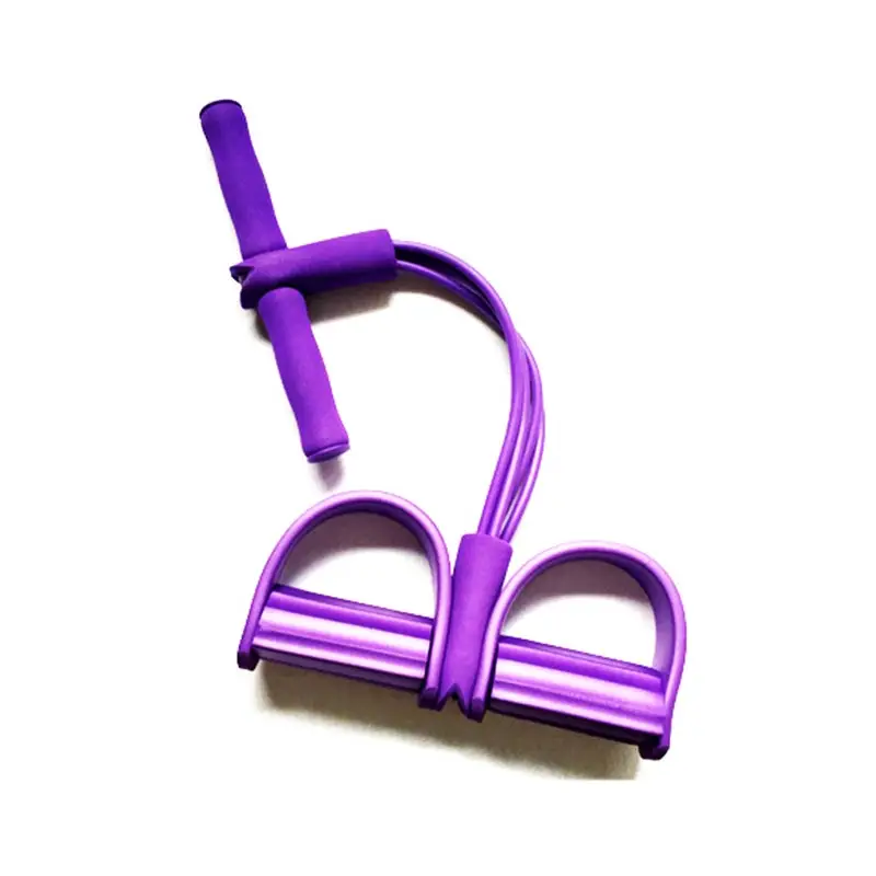 Purple Фитнес-резинка, 4 трубки, Эспандеры, латексная педаль, тренажер для сидения, Тяговая веревка, экспандер, эластичные ленты, оборудование для йоги, пилатеса, тренировки - Цвет: Purple