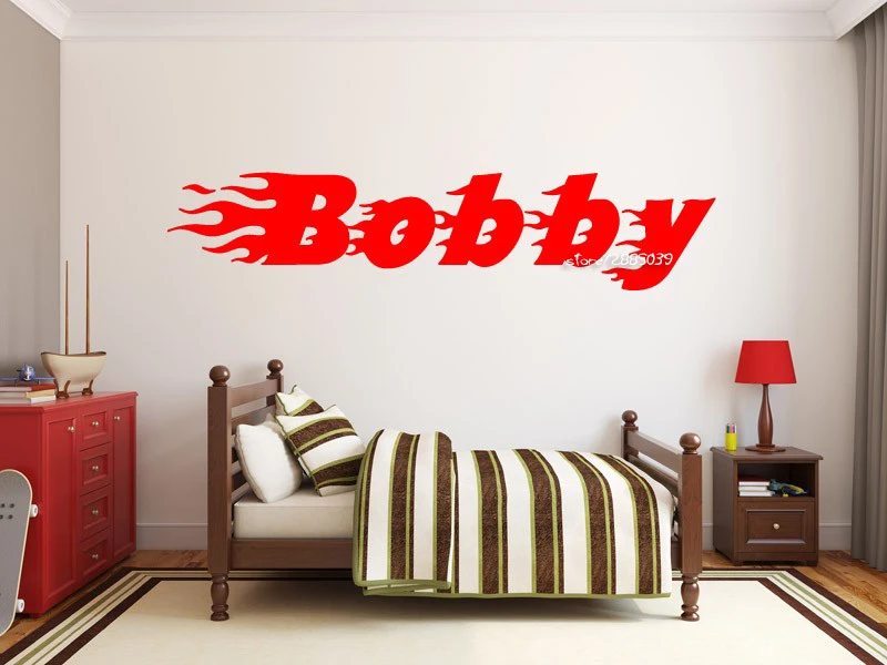 

Flaming Name Vinyl Wall Stickers Removable Wall Decal Monogram Decoration Boys Girls Nursery Room Wall Decals Graphics SA601