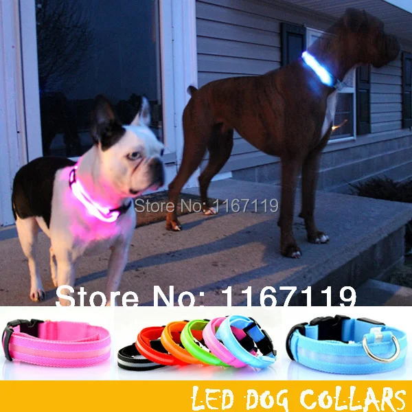 Безопасность мигающий ошейник для собак светодиодные фонари нейлоновые