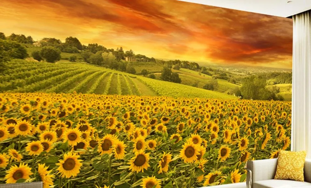 3d фотообои на заказ с подсолнухами и цветами декоративная картина обои для