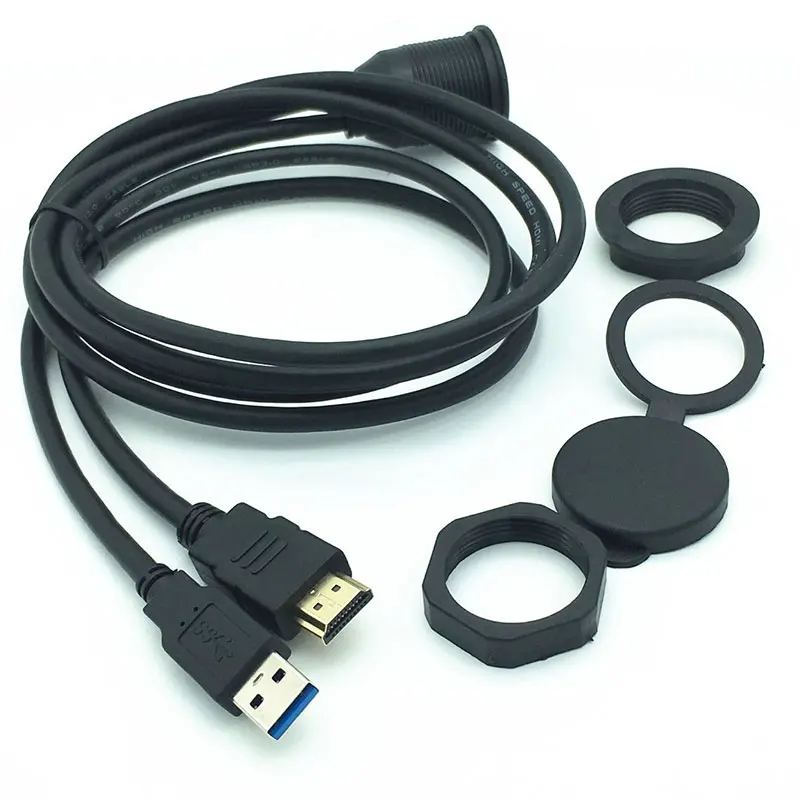 Автомобильная лодка тире заподлицо USB 3 0 мужчина к женскому + HDMI свинцовый