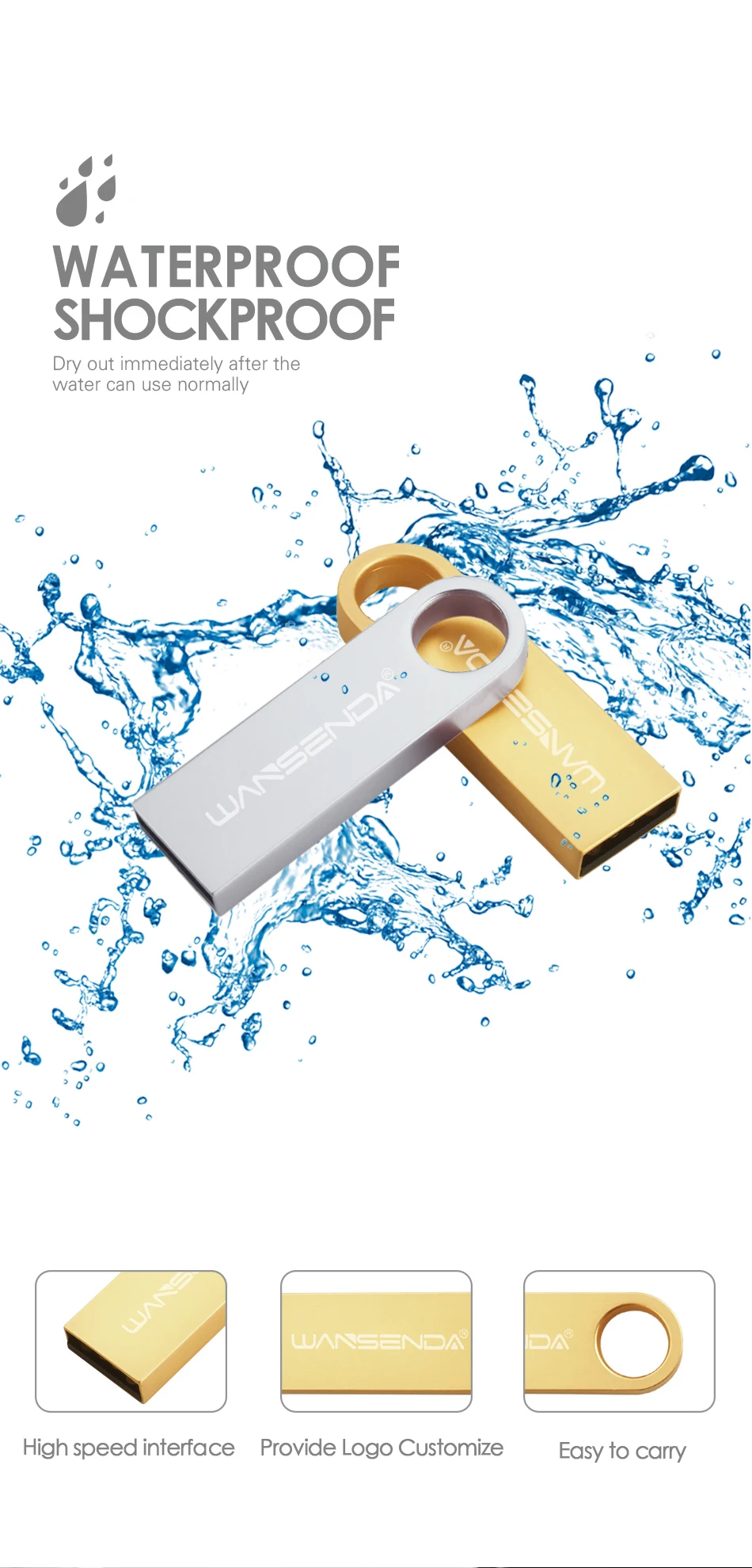 Wansenda, металлический USB флеш-накопитель, мини-накопитель, 4 ГБ, 8 ГБ, 16 ГБ, 32 ГБ, 64 ГБ, флешка, флеш-диск USB 2,0, USB флешка, карта памяти