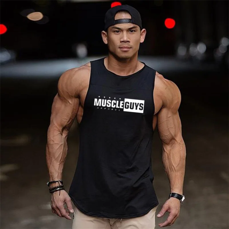 Майка Muscleguys canotta Мужская Спортивная хлопковая безрукавка для бодибилдинга и
