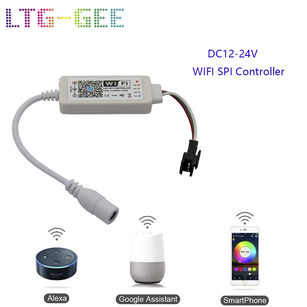 DC5 24V WIFI RGB/RGBW/Pixel led контроллер полосы музыкальный работает с Amazon Alexa и Google Home для