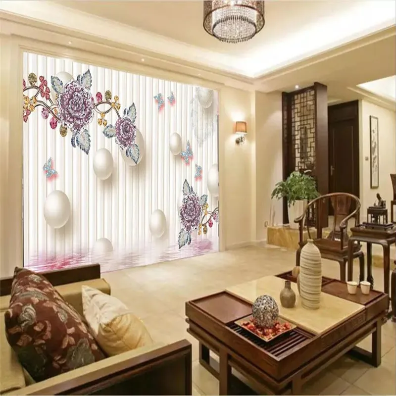 Алмазные ювелирные изделия цветок 3D стерео обои стены профессиональное