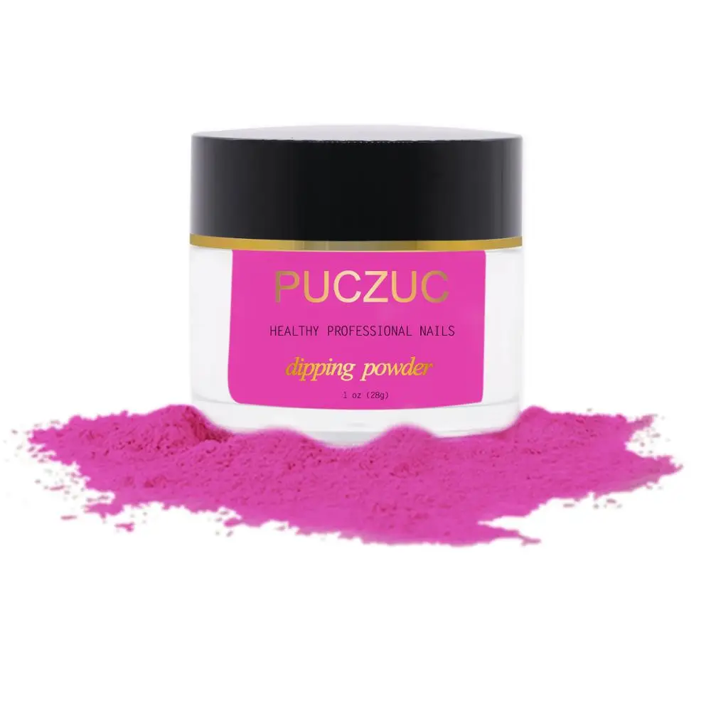 P034-1OZ PUCZUC 1 OZ Full Set Dipping Powder Base Top Coat Kits DIY Dip Nail Powder Manicure Set Brush Saver Powder - Цвет: P034-1OZ