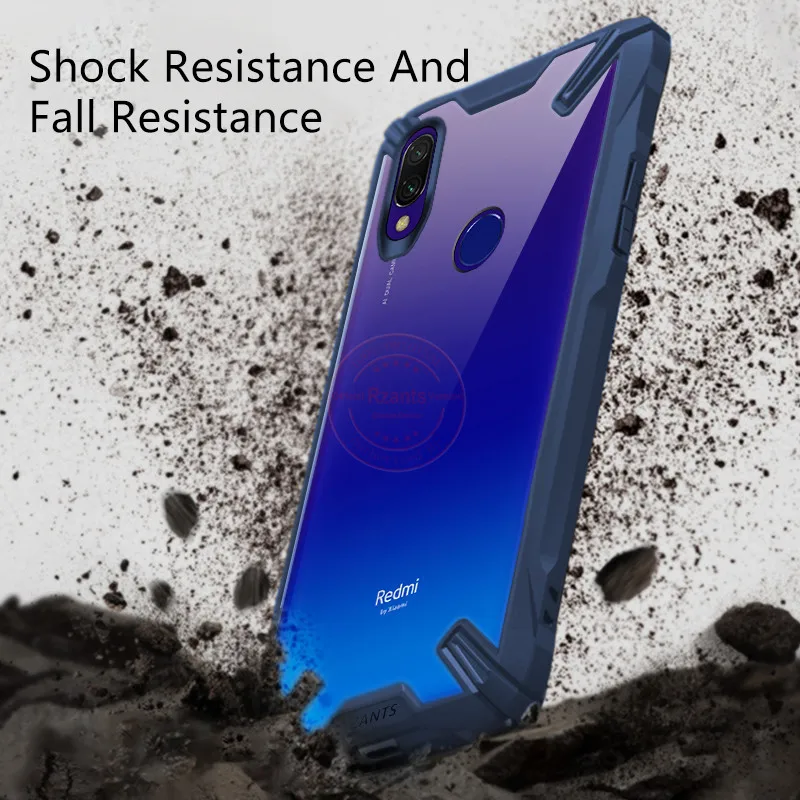 Rzants чехол для телефона Xiaomi Redmi Note 7 Чехол кристально прозрачный жесткий противоударный усиленный угловой прочный тонкий Чехол