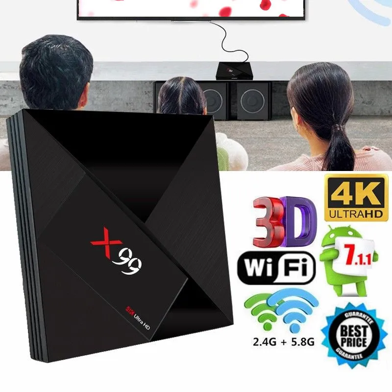 10 шт. X99 4 К Ultra HD tv box Set RK3399 Android 7 1 ГБ + 32 3D Тип-C HDR BT4.1 2 г/5 г Двойной Wi-Fi устройства es |