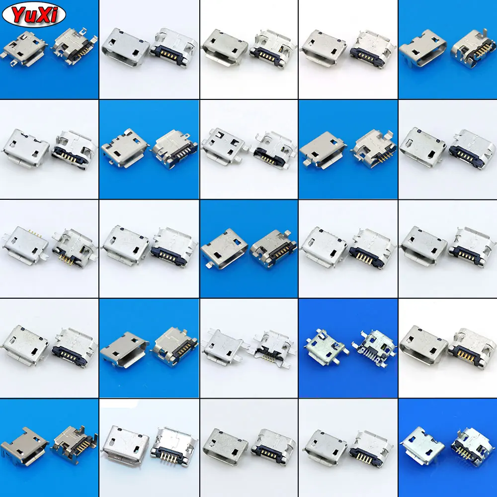 Разъем Micro USB YuXi 25 моделей разъем постоянного тока 5pin V8 для зарядки и передачи
