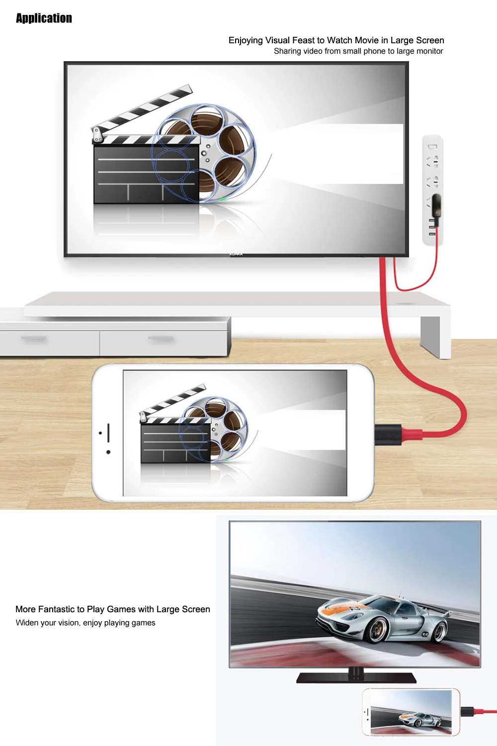 Onten USB HDMI конвертер для Lightning-HDMI кабель зеркальный кабель для Apple iPhone 8 7 6 S 5 iPad к HDMI tv Цифровой AV адаптер