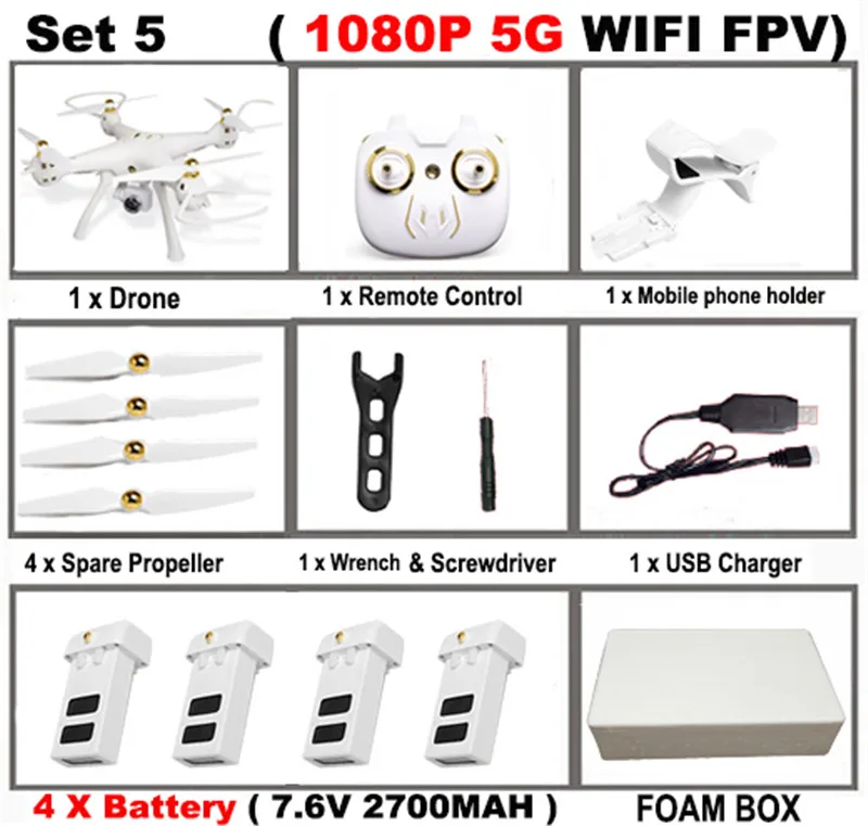 Set5 Attop W8 Встроенный gps Радиоуправляемый Дрон с 1080P 5G wifi HD камерой FPV Follow Me объемный режим удержания высоты RC Квадрокоптер игрушка для детей - Цвет: Set5