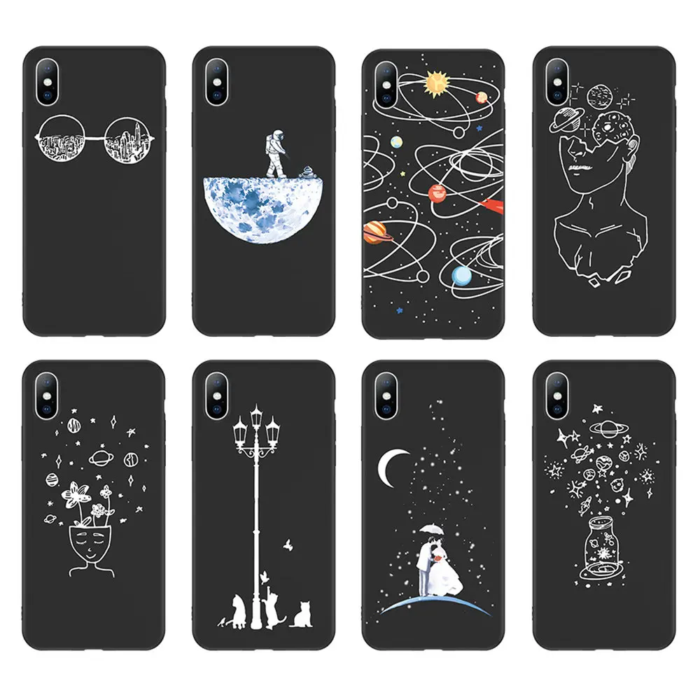 Силиконовый чехол Lovebay для iPhone 6, 6 s, 7, 8 Plus, X, XR, XS, Max, 5S, SE, мягкий чехол для телефона, луна, звезды, планета, задняя крышка, чехол для iPhone X