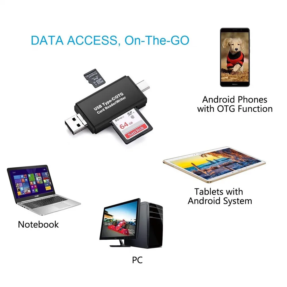 3 в 1 Micro USB к Type C OTG адаптер для карт памяти 2 0 SDXC SDHC SD SDHC|Картридеры| |