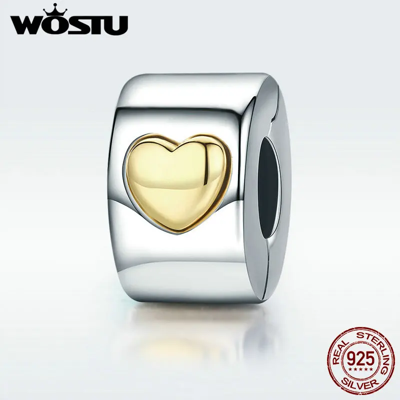 WOSTU высокое качество 925 пробы серебро только сердце любовь клип Бусины Подходят WST браслет ювелирные изделия подарок DYC116