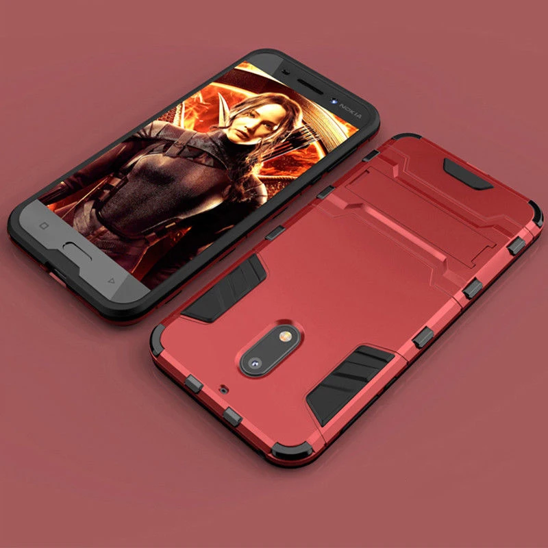 Гибридный защитный противоударный чехол 2в1 для Nokia X5 X6 1 2 3 5 6 9 8 2,1 5,1 6,1 Plus TPU+ PC чехол с подставкой для iPhone X XR XS