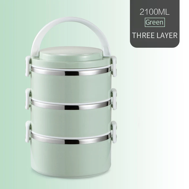 Green 3 Layer LANSKYWARE японские дети термальный Ланч-бокс 304 из нержавеющей стали Bento Ланч-бокс для детей школы герметичный контейнер для еды, судок - Цвет: Green 3 Layer