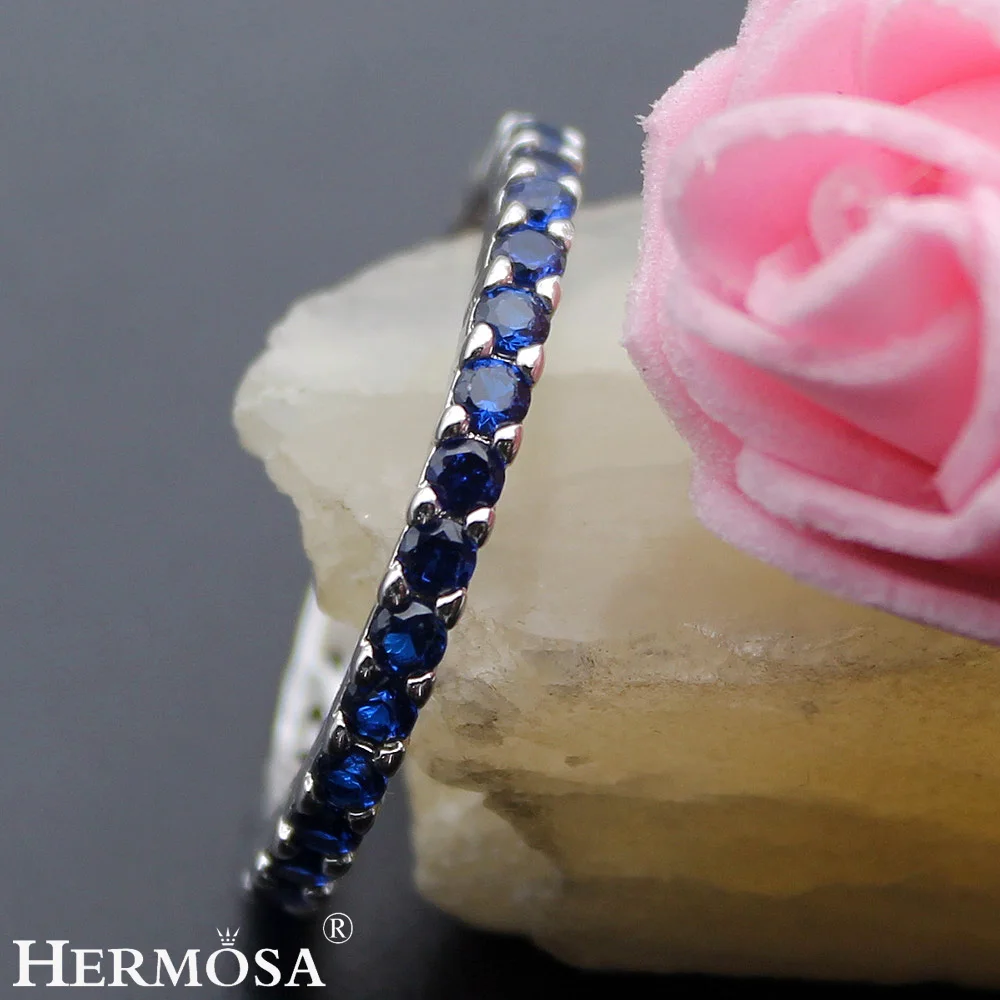 Женское кольцо для вечерние BlueSapphire из серебра 925 пробы 7 #8 # | Украшения и