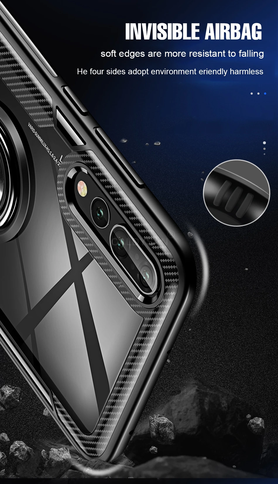 Роскошный противоударный мягкий чехол для телефона с кольцом для huawei P20 Pro P20 силиконовый чехол для huawei P20 Lite прозрачный чехол