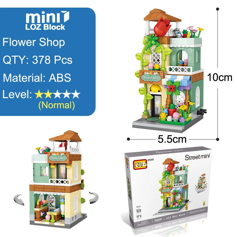LOZ Mini Street Profumeria кино цветок свадебное платье магазин Мини Строительные