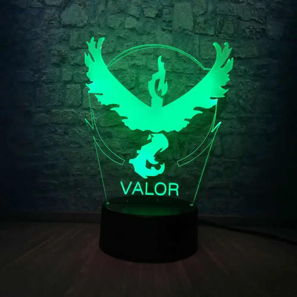 Valor Pokemon Go игра Орел 3D лампа визуальная светодиодная USB 7 цветов меняющая детские
