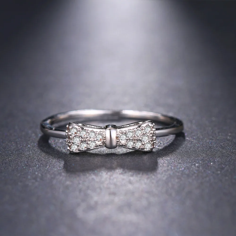 Женские кольца с бантом FAMSHIN модные кубическим цирконием и кристаллами розового