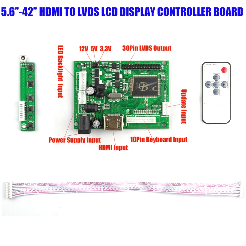 HDMI 30P LVDS светодиодный ЖК контроллер плата модуль монитор Комплект для Raspberry PI 2 DIY 5