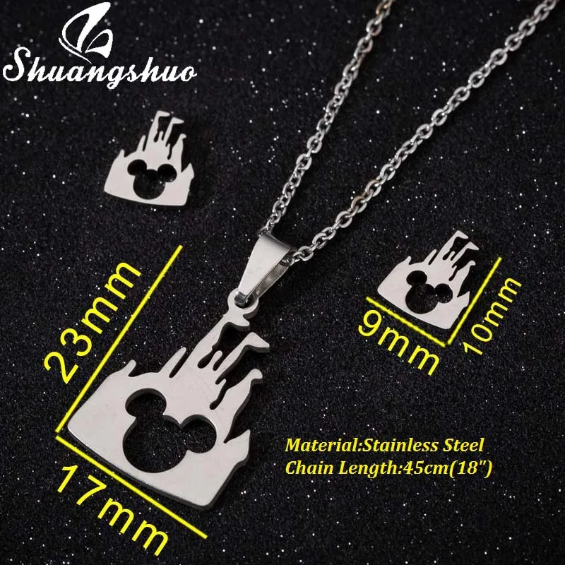 TZ024S Shuangshuo модное ожерелье и подвеска с Микки и Минни Маус для женщин и детей, золотые ювелирные серьги с изображением животных, наборы, рождественские подарки - Окраска металла: TZ024S