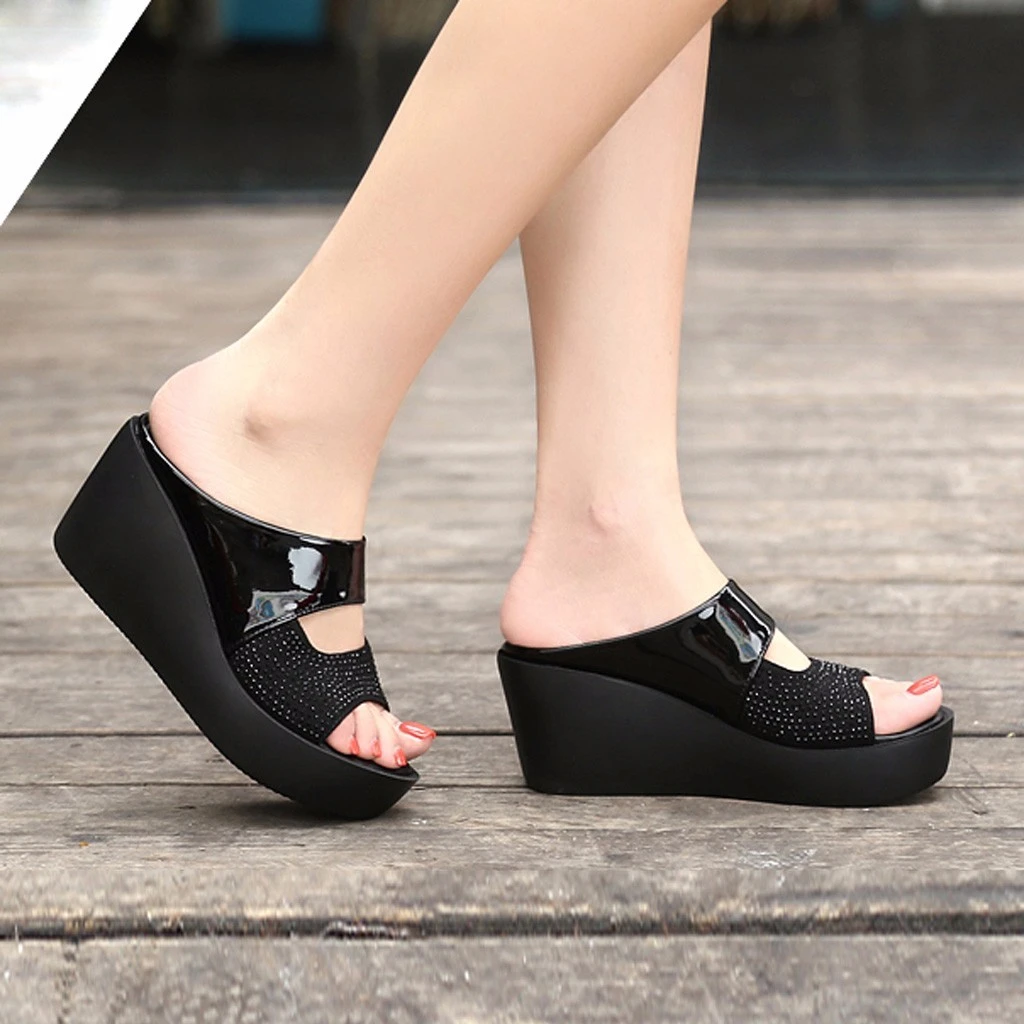 2019 Arrival Women's Sandals Women Summer Fashion Leisure Fish Mouth Thick Bottom Slippers Wedges Shoes Dropship | Обувь