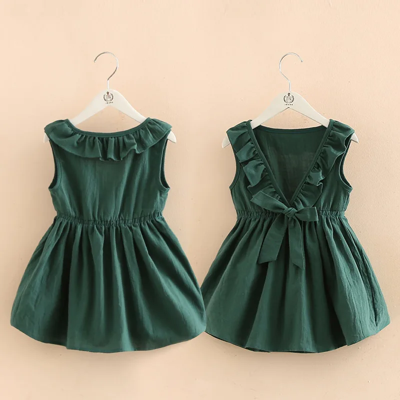 Vintage Emerald Girls Dress Summer Party Wedding Special Occasi Princess backless dress for toddler kids clothing 2-7y | Детская одежда