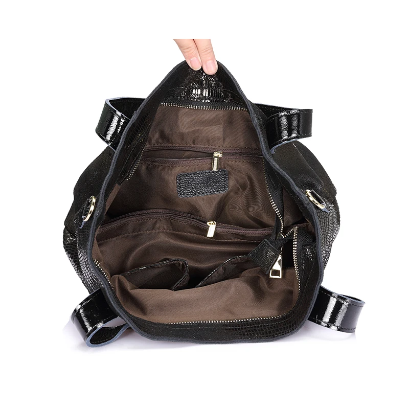 REALER Дизайнерская сумка женская из натуральной кожи дамская крокодиловая сумочка