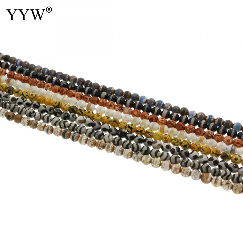 YYW 6 мм Тибетский черный белый Агаты дзи бусины круглый ограненный природный