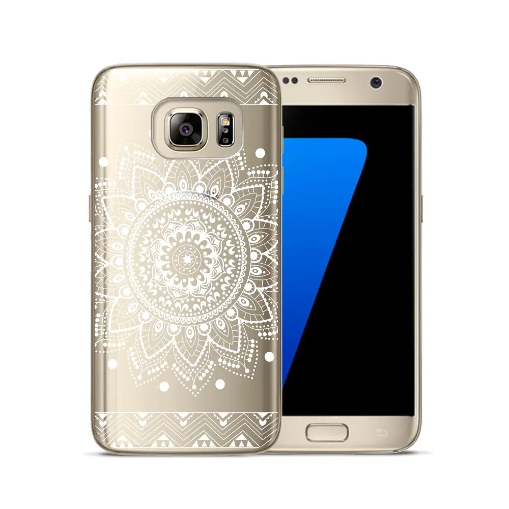 Прозрачный окрашенный чехол для Samsung S6 мягкий ТПУ телефона S8 умный защитный