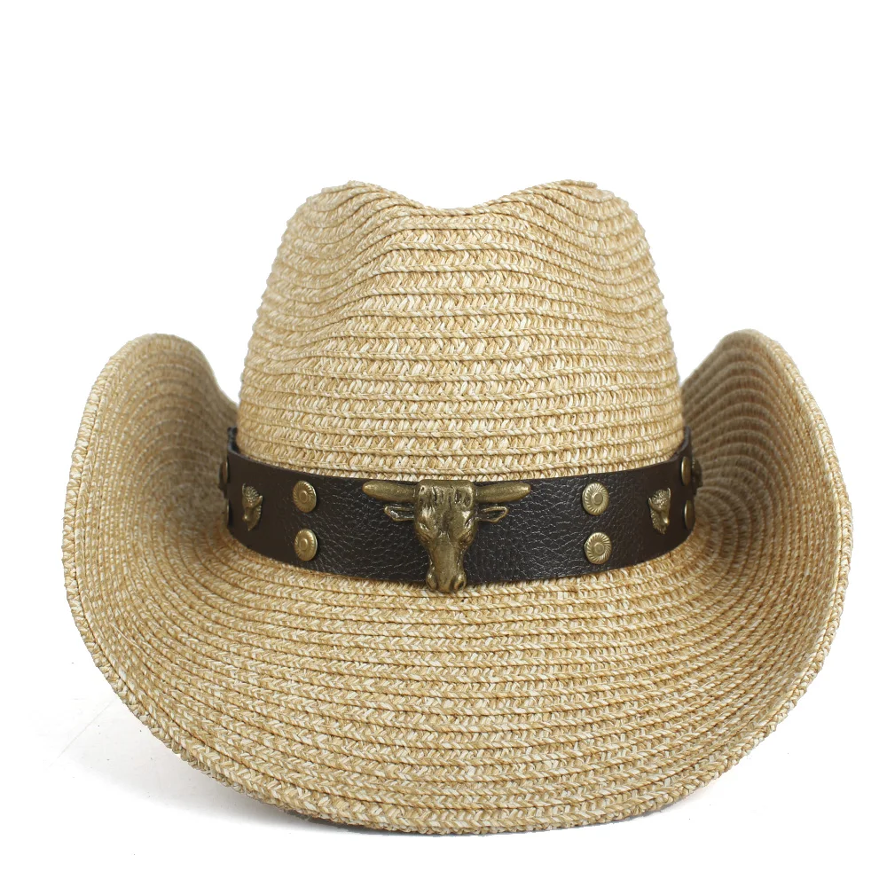 Женская пляжная соломенная шляпа Sombrero Hombre ковбойская в западном стиле размер 57 59
