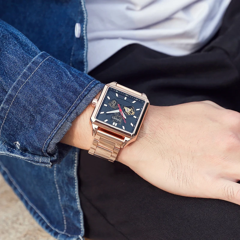 Часы наручные мужские с квадратным циферблатом Роскошные ультратонкие