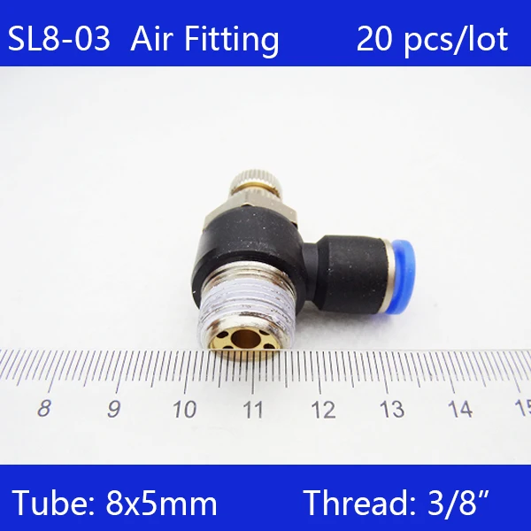 Высокое качество SL8 03 20 шт 8 мм толчок для подключения фитинга 3/8 &quotрегулятор скорости потока воздушного