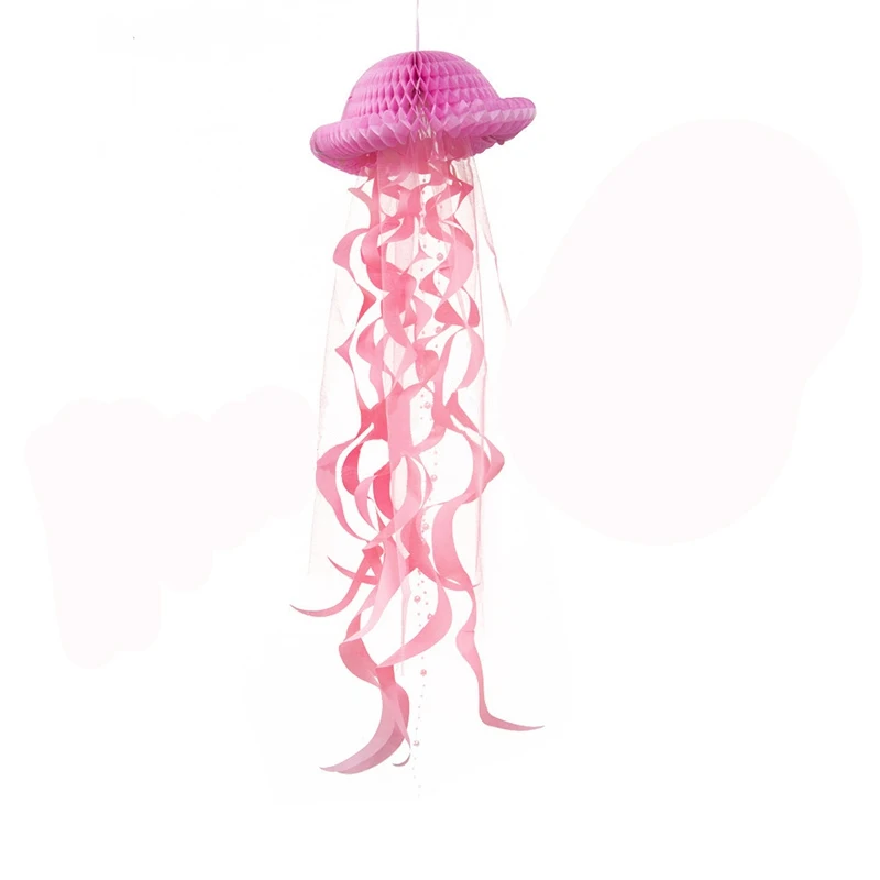 pink Jellyfish 1pc Детская вечеринка на день рождения, украшение «сделай сам», морская тема, Русалка, тянущийся флаг, медузы, тянущиеся цветы, вечерние украшения для душа ребенка - Цвет: pink Jellyfish 1pc