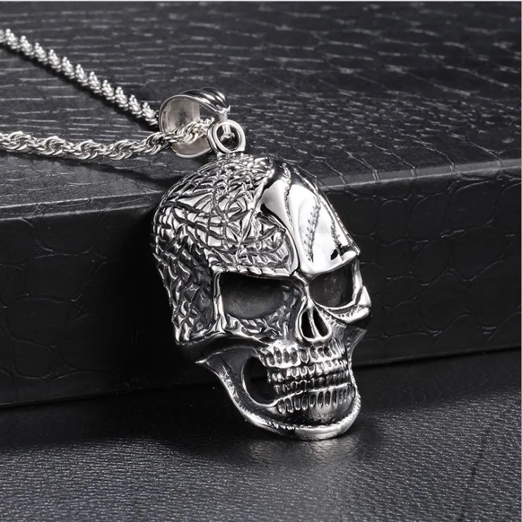 Necklace Men Biker Motorcycle Style Black Stainless Steel Skeleton Skull Pendants Necklaces Charm Jewelry Party Gifts punk rock | Украшения