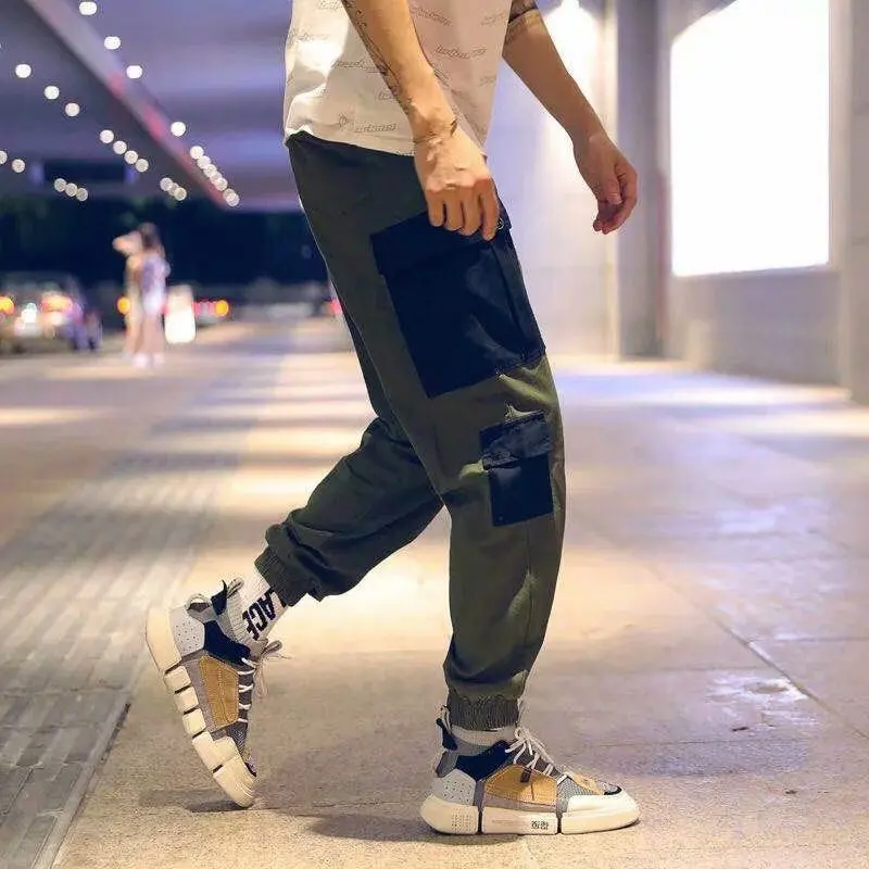 

Men's Cool Pants Pocket Loose Men Cool HipHop New Fashion Joggers Pants Trousers Men Streetwear