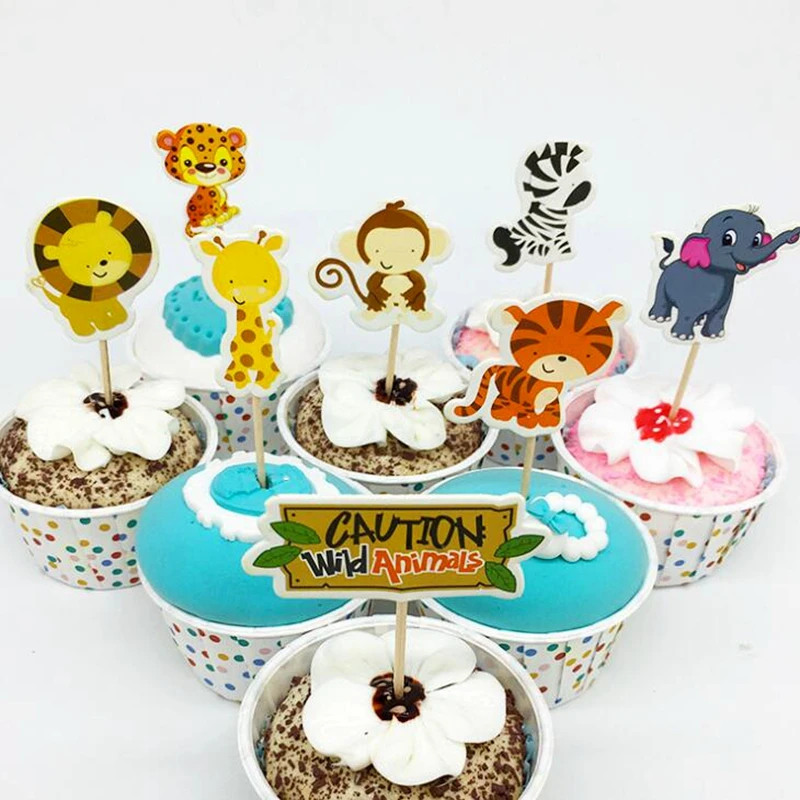Новые 720 шт дикие животные партии кекс топперы выбирает украшения для детей день