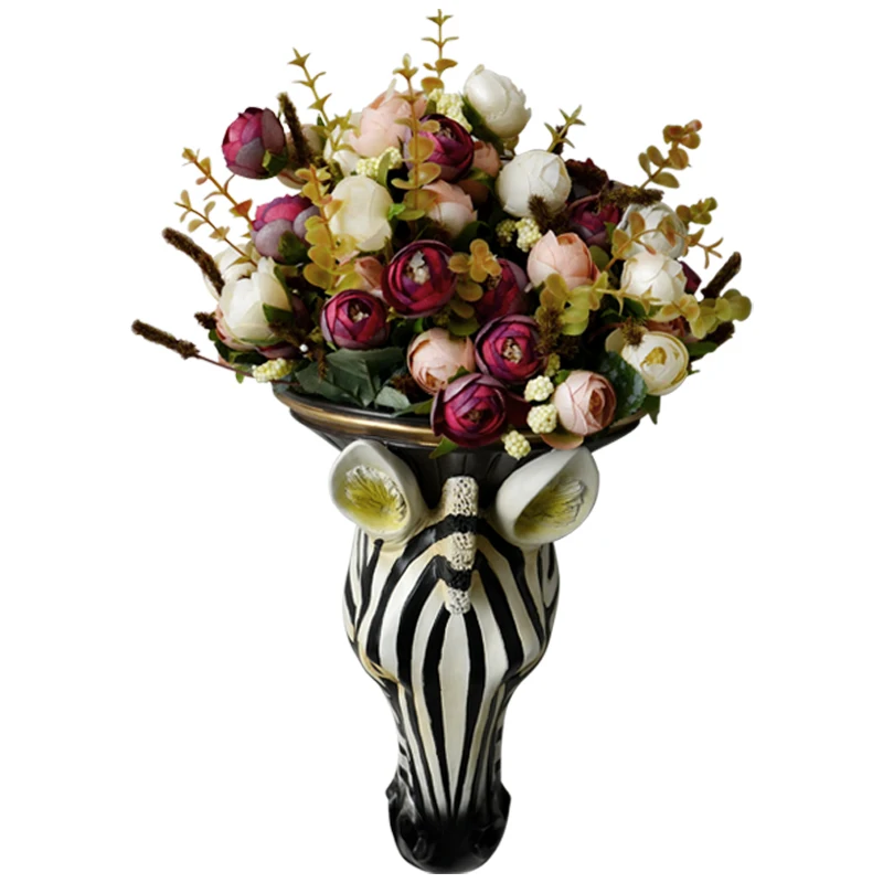 Европейский моделирование голова животного подвесная ваза из смолы настенный