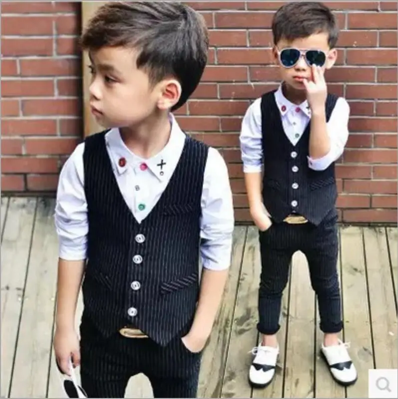 

New arrival autumn spring baby boys clothing sets lattice tops + pants business suit for infant boy business suit 2pcs