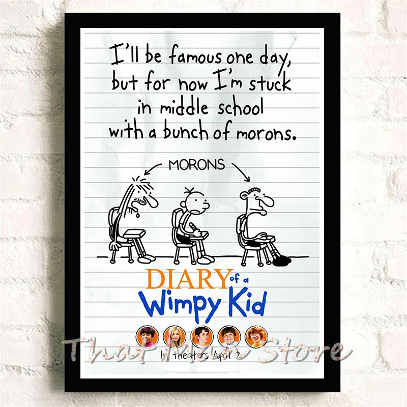 Дневник Wimpy, Детские плакаты, белые картонные принты, наклейки на стену, украшение дома, современный стиль, домашний художественный бренд