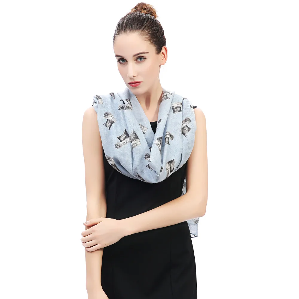Большой женский шарф с принтом йоркширского терьера и собаки мягкая легкая