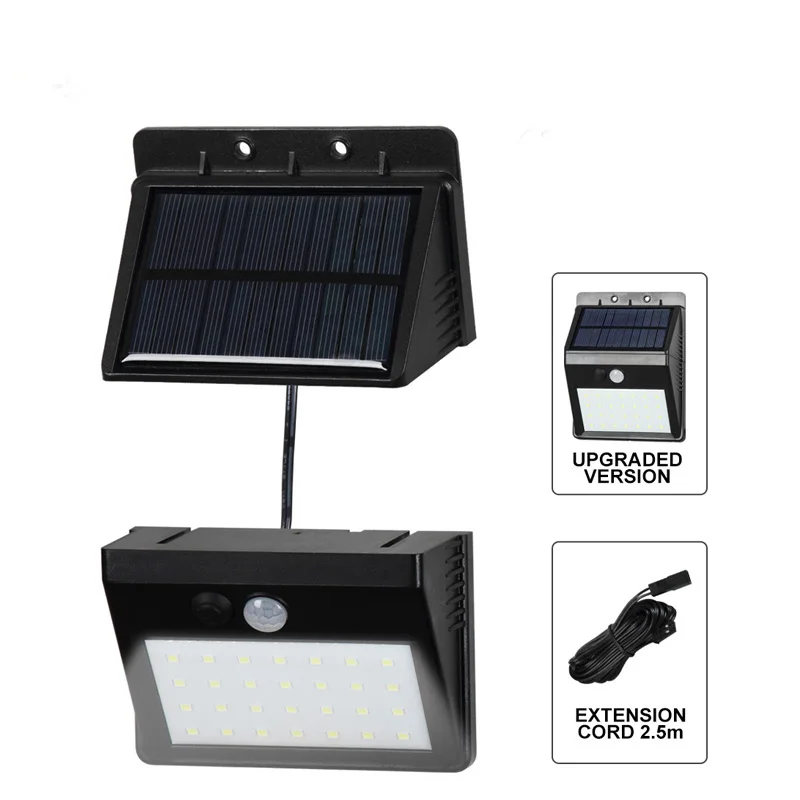 28 светодиодный настенный светильник Отделяемый солнечной панелью комнатный