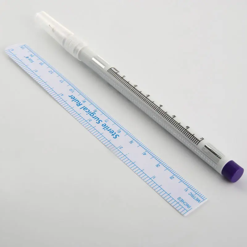 Перманентный маркер для бровей и кожи измерительный с линейкой одноразовая