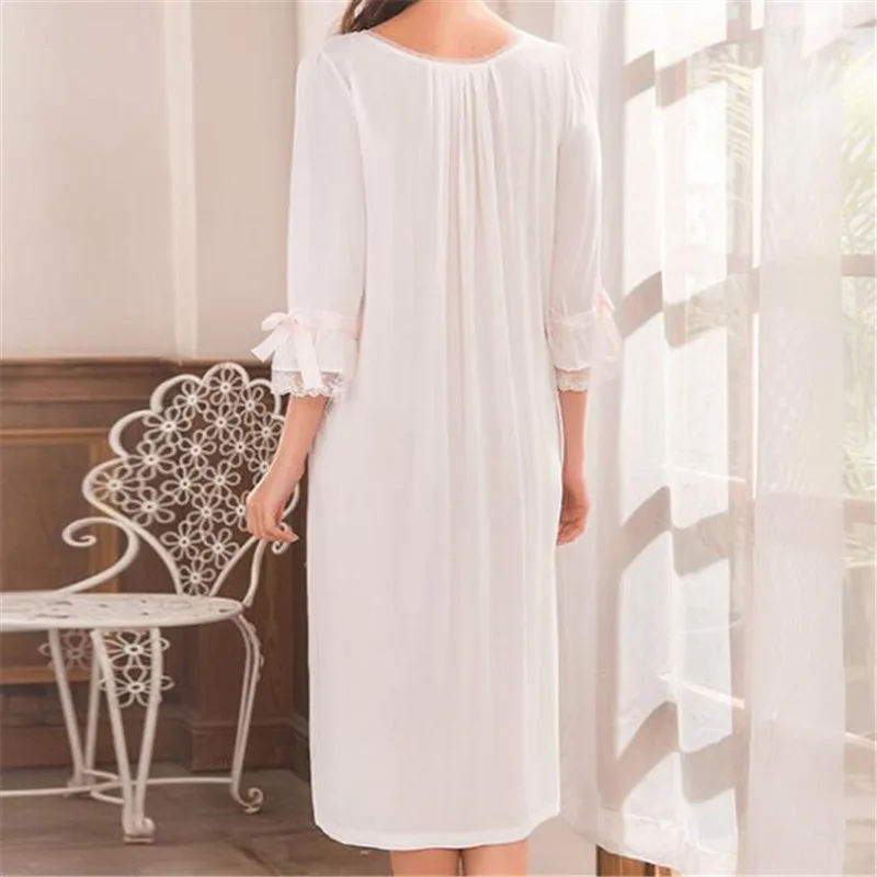 Для женщин осень Sleepdress Винтаж розовые пижамы с коротким рукавом Ночная рубашка