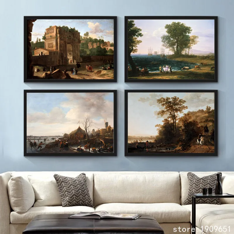 Классические фигуры без рамки морской пейзаж холст печать масляная живопись