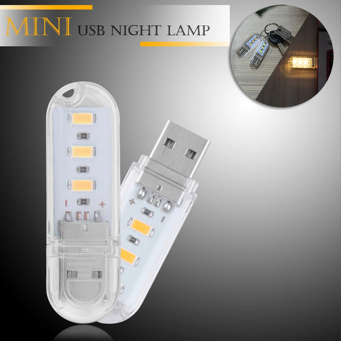 1 шт. 3 LED USB ночник настольная лампа для чтения Кемпинг книга гаджет ноутбуков