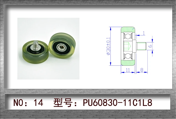 

Window M6X8 Screw Polyurethane Enclosure 608Z Bearing Roller Diameter 30mm Thickness 11mm 10pcs/lot