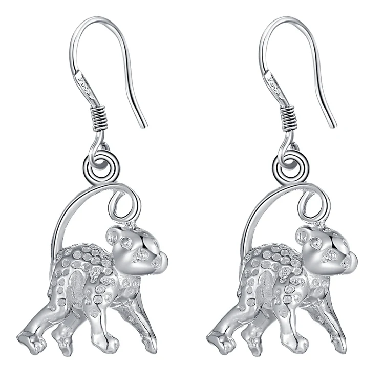 Обезьяна полые высшее качество бесплатная доставка посеребренные серьги для